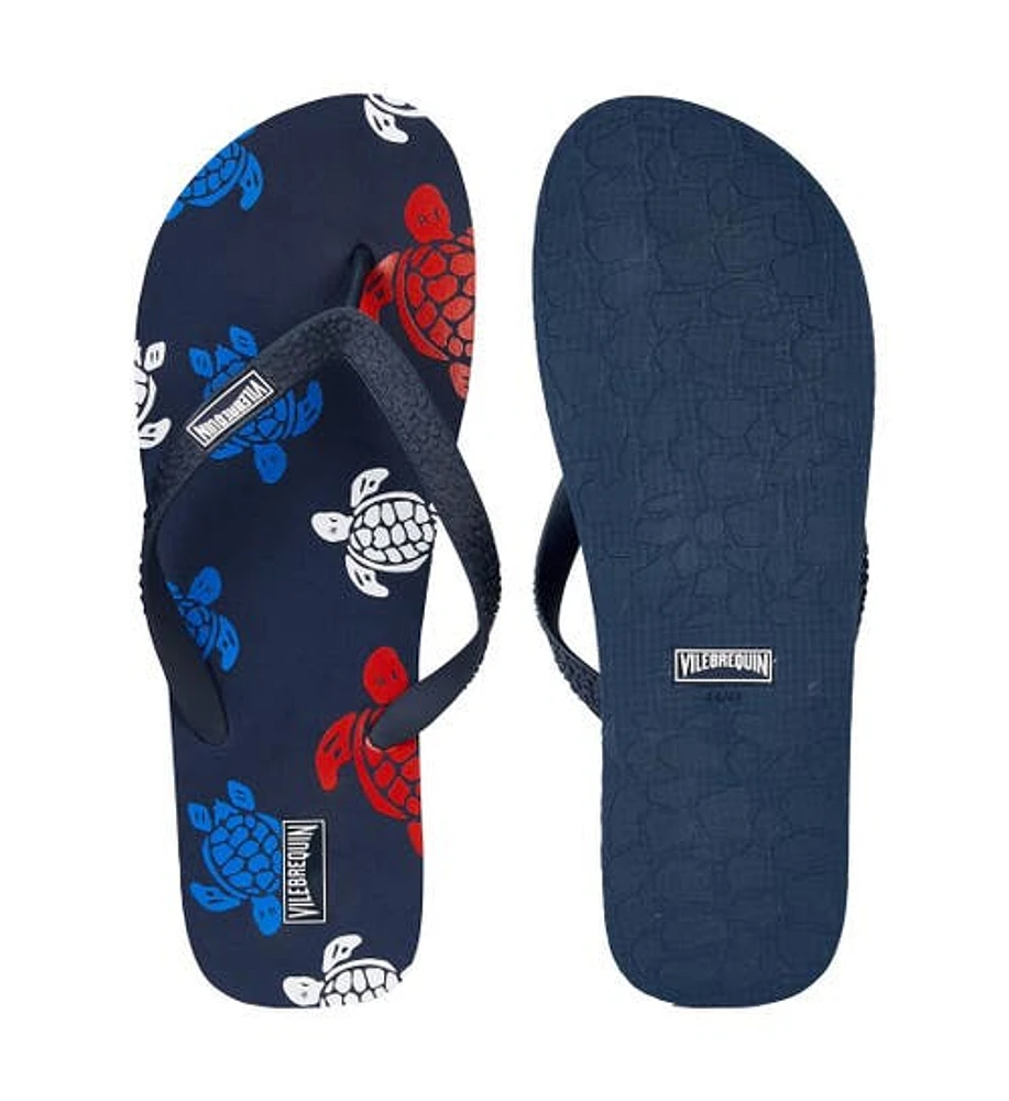 Vilebrequin Men's Tortues Multicolores Flip Flops in Bleu Marine at Nordstrom