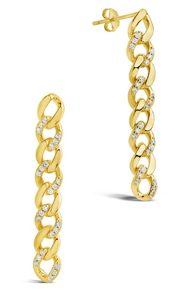 Sterling Forever Cubic Zirconia Pavé Linear Drop Earrings in Gold at Nordstrom