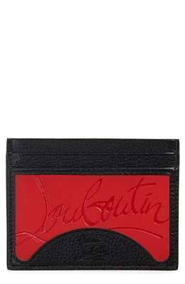 Christian Louboutin Kios Sneaker Sole Leather & TPU Card Case in Loub Black at Nordstrom