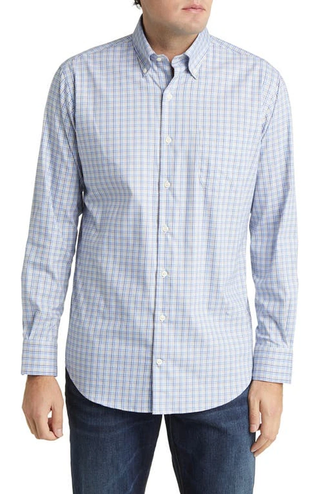 Peter Millar Cutler Crown Lite Plaid Stretch Button-Down Shirt Navy at Nordstrom,