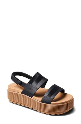 Reef Water Vista Platform Slingback Sandal Black/Tan at Nordstrom,