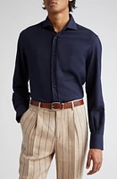 Brunello Cucinelli Basic Fit Cotton & Cashmere Twill Button-Up Shirt at Nordstrom,