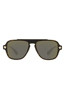 Versace 56mm Mirrored Aviator Sunglasses in Dark Havana/Grey Gold Mirror at Nordstrom