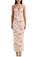 HOUSE OF CB Josefina Floral Bustier Bodice Stretch Satin Body-Con Dress at Nordstrom,