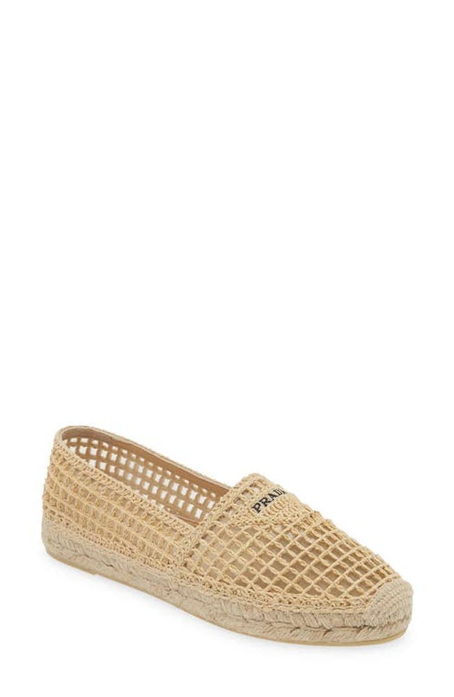 Prada Woven Raffia Espadrille Natural/Black at Nordstrom,