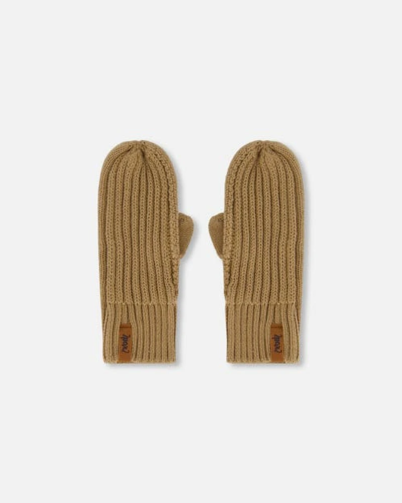 Deux Par Deux Unisex Knit Mittens Pacane Beige at Nordstrom