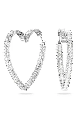 Swarovski Matrix Crystal Heart Hoop Earrings in Silver at Nordstrom