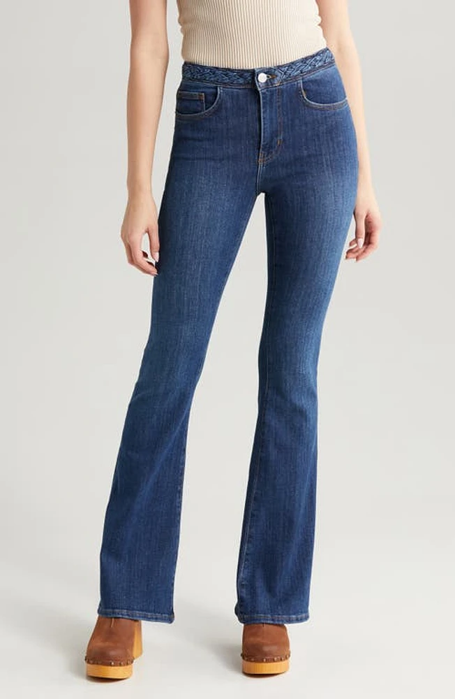 FRAME Braided Waistband Flare Hem Jeans Istanbul at Nordstrom,