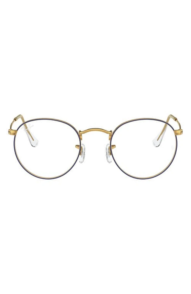 Ray-Ban Ray-Bay 47mm Round Optical Glasses in Shiny Gold at Nordstrom