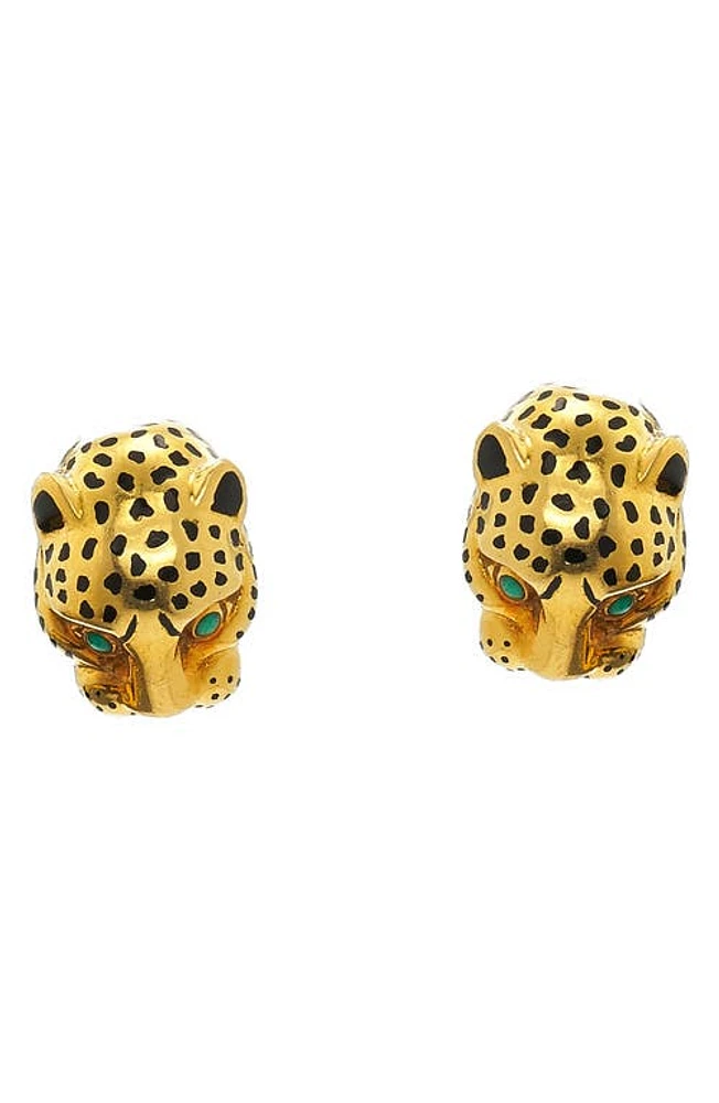 David Webb Kingdom Leopard Stud Earrings in Yellow Gold at Nordstrom