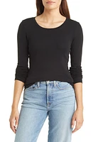 caslon(r) Scoop Neck Long Sleeve Cotton Knit Top Black at Nordstrom,