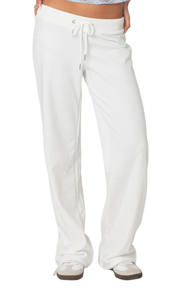 EDIKTED Quinn Cotton Blend Straight Leg Sweatpants White at Nordstrom,