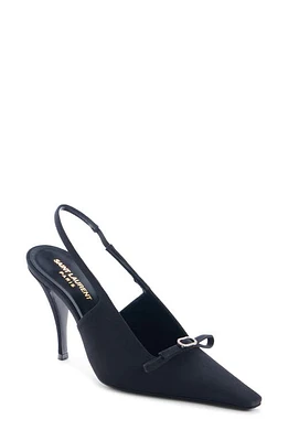 Saint Laurent Bow Line Pointed Toe Slingback Pump Black at Nordstrom,