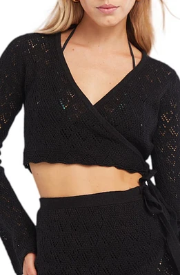 Capittana Kaia Openwork Crochet Crop Cover-Up Sweater at Nordstrom