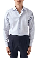 Eton Contemporary Fit Microcheck Organic Cotton Dress Shirt Light Pastel Blue at Nordstrom,