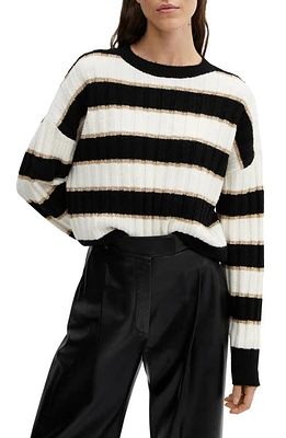 MANGO Metallic Stripe Sweater Black at Nordstrom,