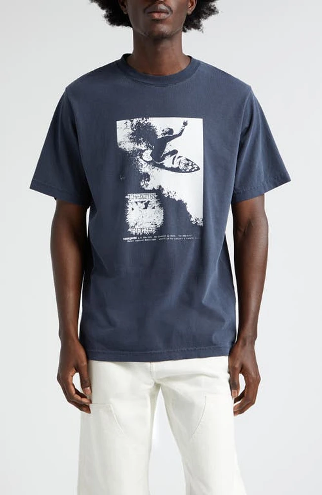 Noon Goons x Christian Fletcher Advertical Graphic T-Shirt Pigment Navy at Nordstrom,