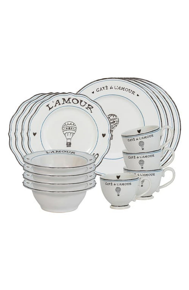 Juliska L'Amour Toujours 16-Piece Dinnerware Set in Whitewash Black at Nordstrom