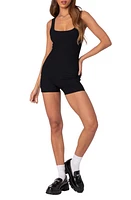 EDIKTED Basic Baby Ribbed Romper Black at Nordstrom,