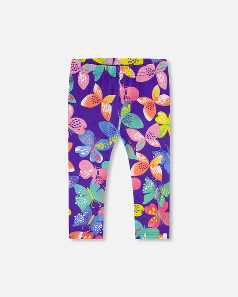 Deux Par Deux Girl's Capri Legging Printed Colorful Butterflies at Nordstrom