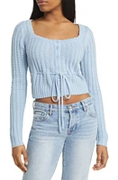 All Favor Drawstring Square Neck Cardigan at Nordstrom,