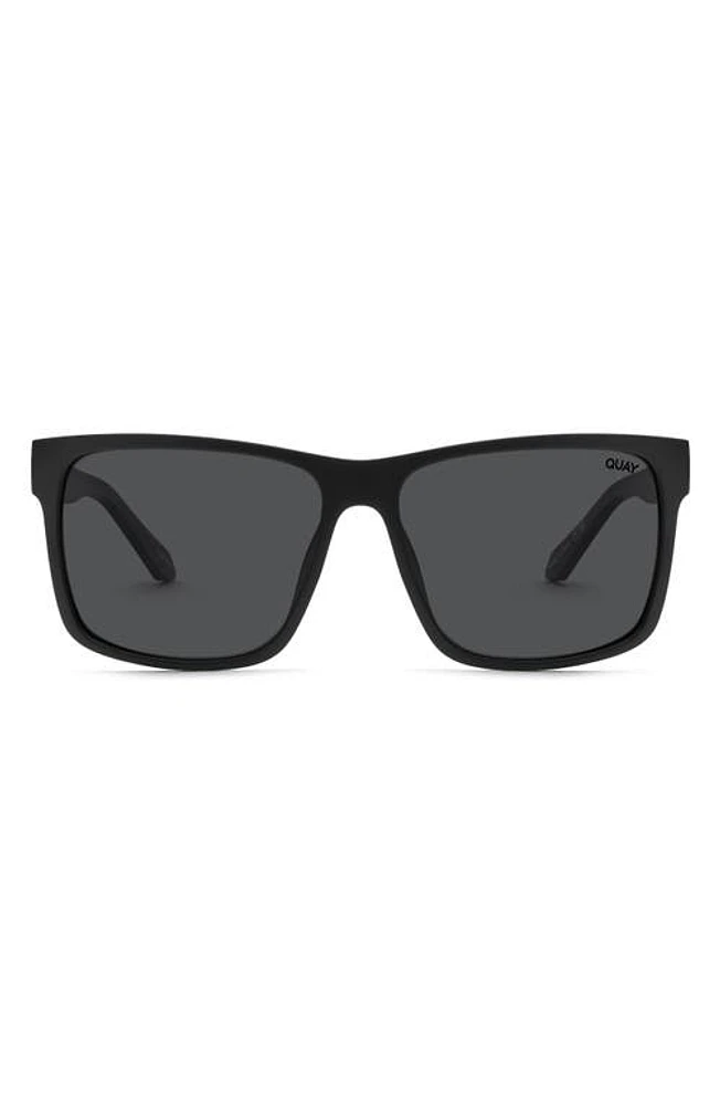 Quay Australia Thrill Ride 63mm Polarized Square Sunglasses in Black/Black Polarized at Nordstrom