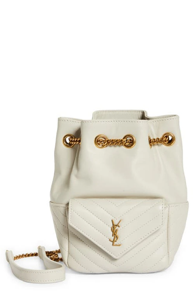 Saint Laurent Mini Joy Matelassé Leather Bucket Bag in Crema Soft at Nordstrom