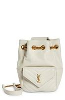 Saint Laurent Mini Joy Matelassé Leather Bucket Bag in Crema Soft at Nordstrom