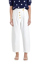 English Factory Premium Pleated Crop Wide Leg Denim Trousers at Nordstrom,