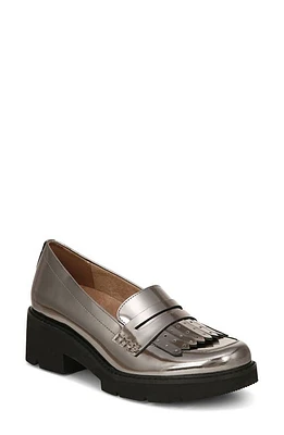 Naturalizer Darcy Fringe Leather Loafer in Pewter Metallic Leather at Nordstrom, Size 7.5