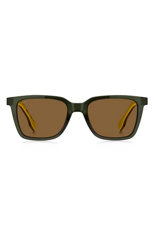 BOSS 53mm Square Sunglasses in Green Yellow at Nordstrom