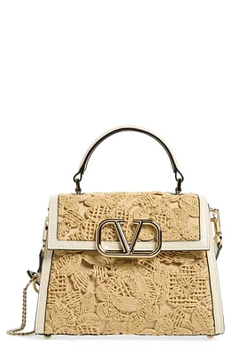 Valentino Garavani VSling Floral Macramé Shoulder Bag in Naturale/Ivory at Nordstrom