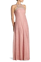 St. John Evening Eyelash Fringe Sleeveless Textured Knit Gown Rouge Multi at Nordstrom,