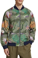 Scotch & Soda Seascape Print Reversible Bomber Jacket Navy at Nordstrom,