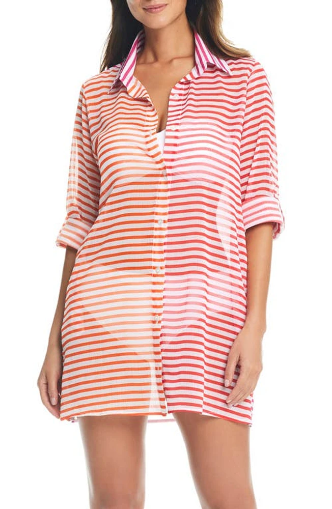 Rod Beattie Chiffon Cover-Up Shirt Warm at Nordstrom,