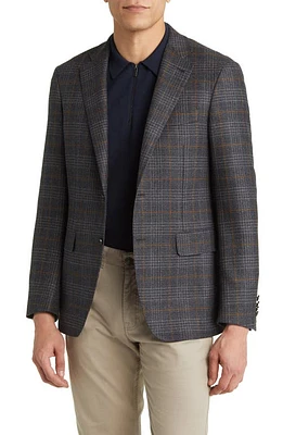 Canali Kei Trim Fit Plaid Sport Coat in Charcoal at Nordstrom, Size 43 Us