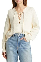 The GREAT. Lace-Up Cotton Sweater Bone at Nordstrom,