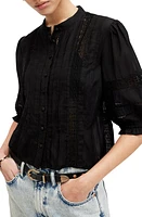 AllSaints Libby Embroidered Shirt Black at Nordstrom, Us