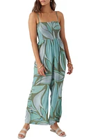 O'Neill Cade Smocked Wide Leg Jumpsuit Oil Green at Nordstrom,