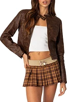 EDIKTED Teddi Faux Leather Jacket Brown at Nordstrom,