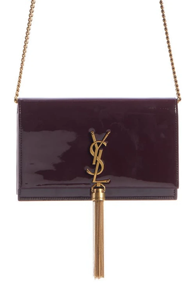 Saint Laurent Cassandre Kate Tassel Leather Wallet on a Chain in Dark Red Wine at Nordstrom