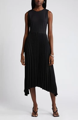 Nordstrom Mixed Media Sleeveless Dress Black at Nordstrom,