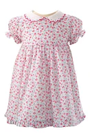 Rachel Riley Floral Puff Sleeve Cotton Dress Pink at Nordstrom,