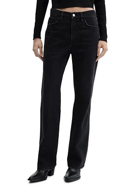 MANGO Mid Rise Straight Leg Jeans Black Denim at Nordstrom,