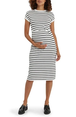 Nom Maternity Lydia Stripe Knit Dress Blue & White at Nordstrom,