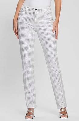 GUESS 1981 Embellished Straight Leg Jeans in White at Nordstrom, Size 28 32