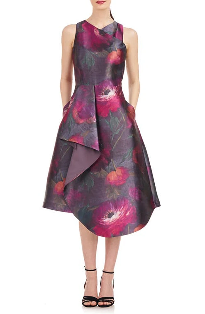 Kay Unger Jessie Asymmetric Cocktail Dress Aubergine at Nordstrom,