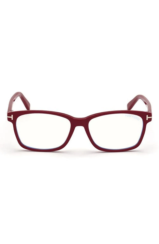 TOM FORD 53mm Blue Light Blocking Glasses in Shiny Pink/Blue Block Lens at Nordstrom