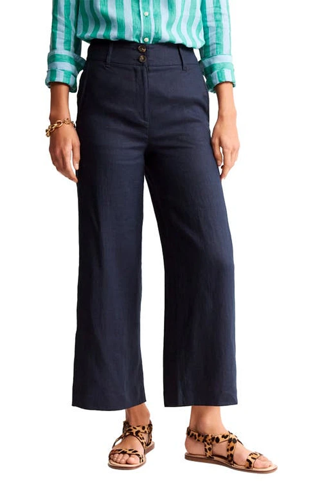 Boden Westbourne Linen Ankle Pants Navy at Nordstrom,