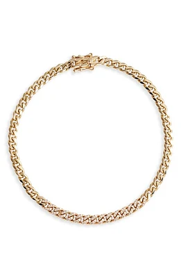 EF Collection Diamond Mini Curb Chain Bracelet in Yellow Gold at Nordstrom